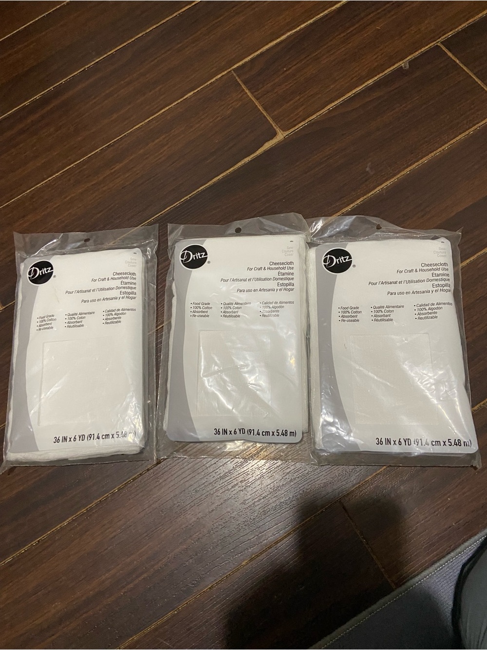 Dritz 606 Cheesecloth Food Grade #9 36-In x 6Yards Each White Cheese Cloth 3 PK - Picture 2 of 4